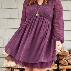Matilda Jane Purple Polka Dot Festive Fancy Empire-Waist Dress